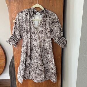 Hyacinth House Brown & Cream Paisley mini Dress